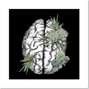 Brain human anatomy,succulents plants, mental Posters and Art